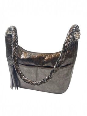 Brighton Barbados Ziptop HOBO Metallic Gray RARE Retired in 2019 Shoulder Bag